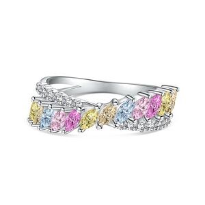 Yellow and Pink Gemstone Ring with Intricate Design